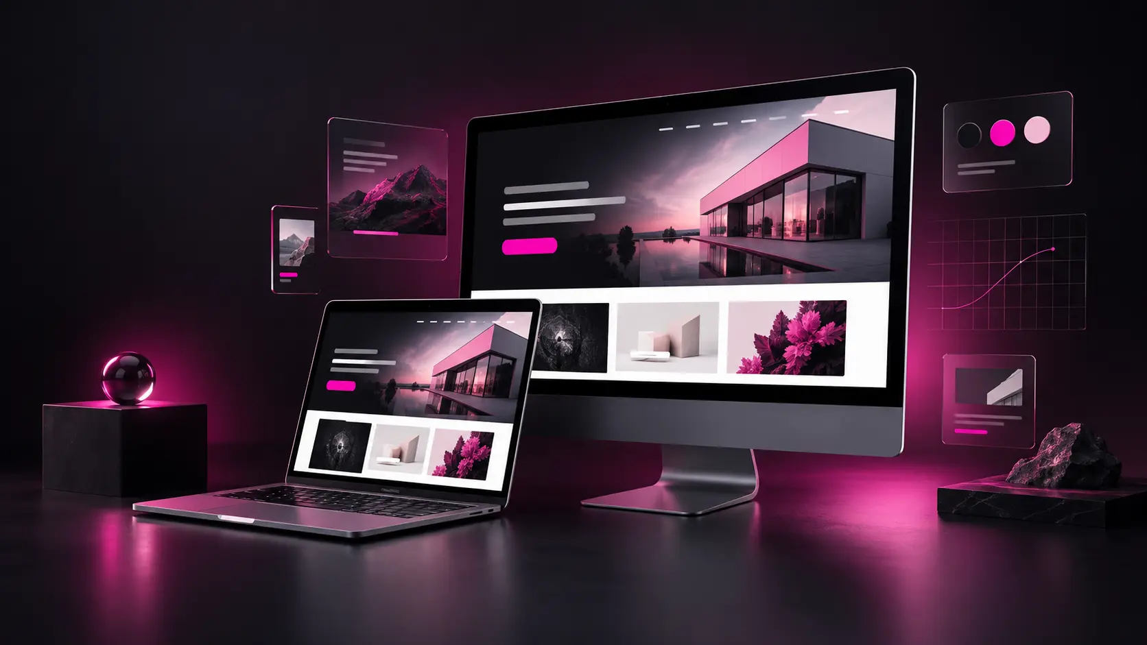 WordPress website laten maken | ZoetermeerWEB Professioneel WordPress webdesign op desktop en laptop in de huisstijl van ZoetermeerWEB
